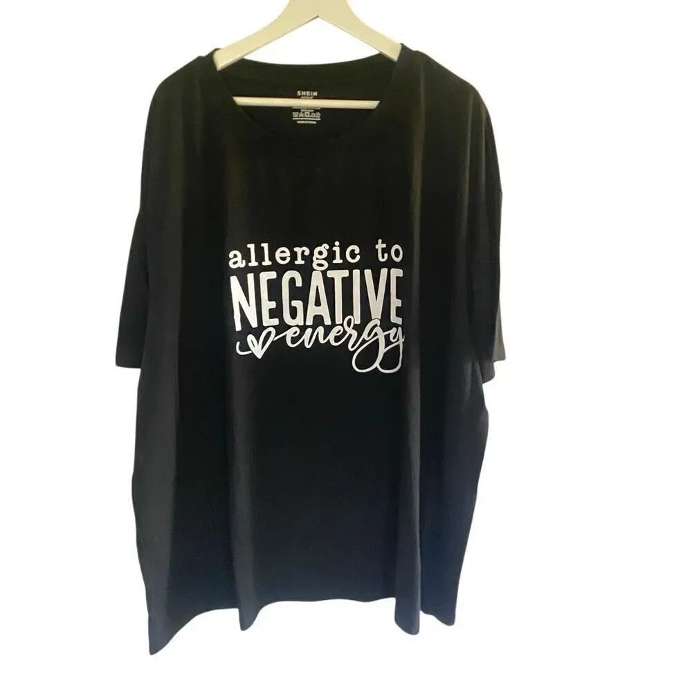 Shein 3XL Allergic to Negative Energy short sleeve black white NWOT